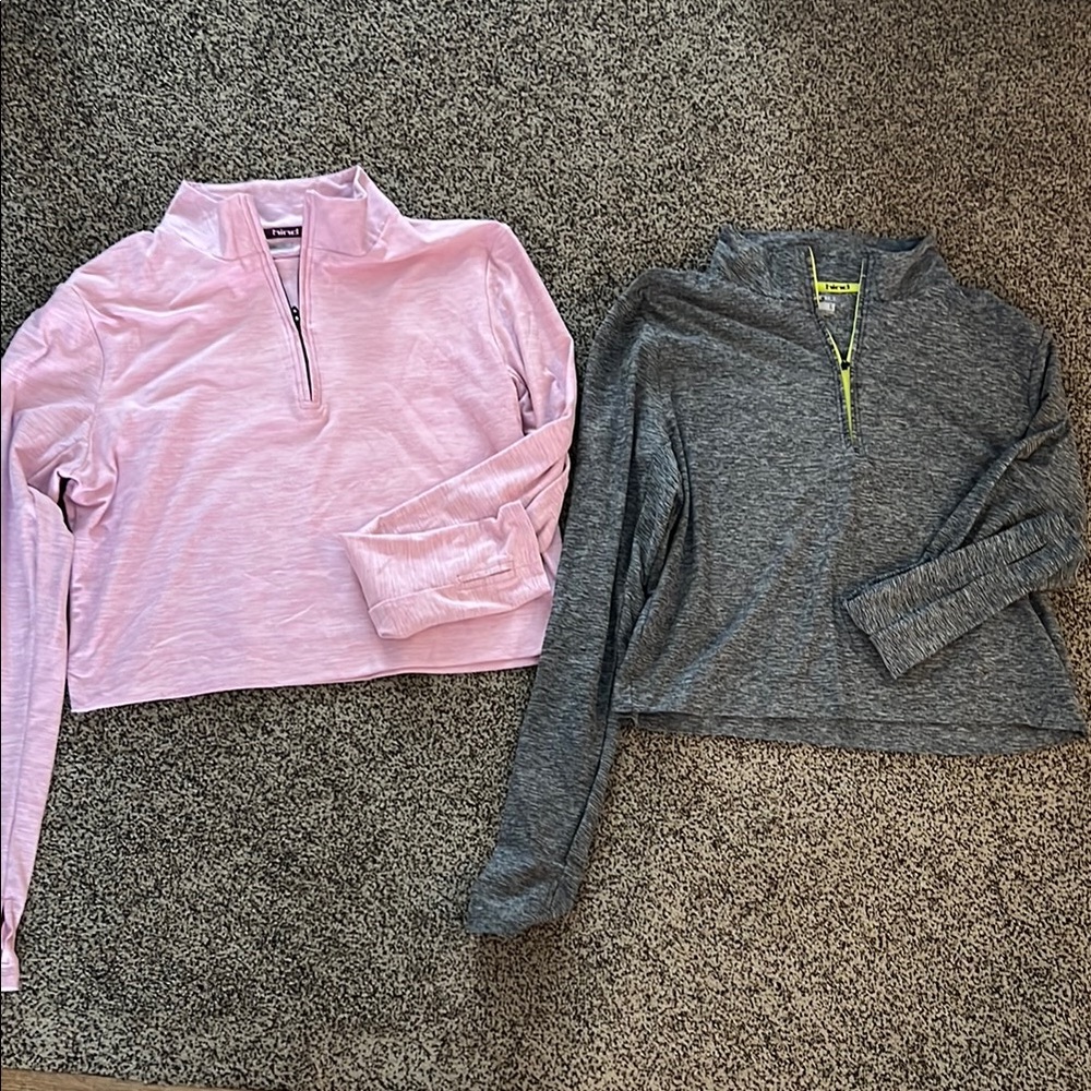 Hind Pink and Gray Sweatshirts with Quarter-Zip Design with thumb hole